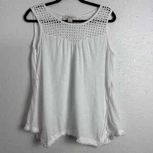 Style & Co. White Crochet Detail Tank Top Size Medium
